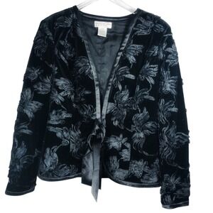 Vintage Jackie Jon New York Black Velvet‎ Ribbon Jacket Womens Size 8